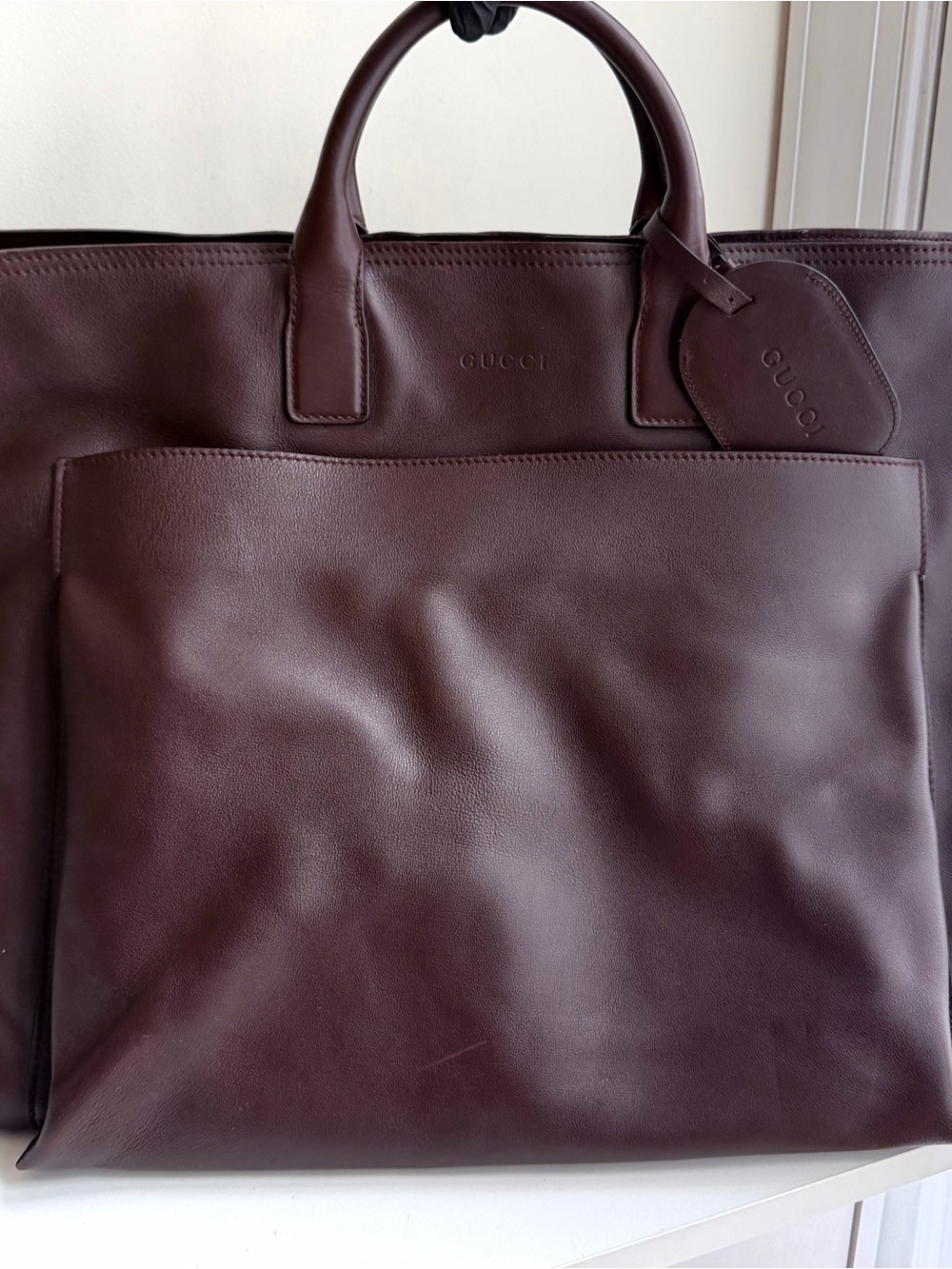 Authentic Gucci Brown Calfskin Leather XL Travel Boston Bag